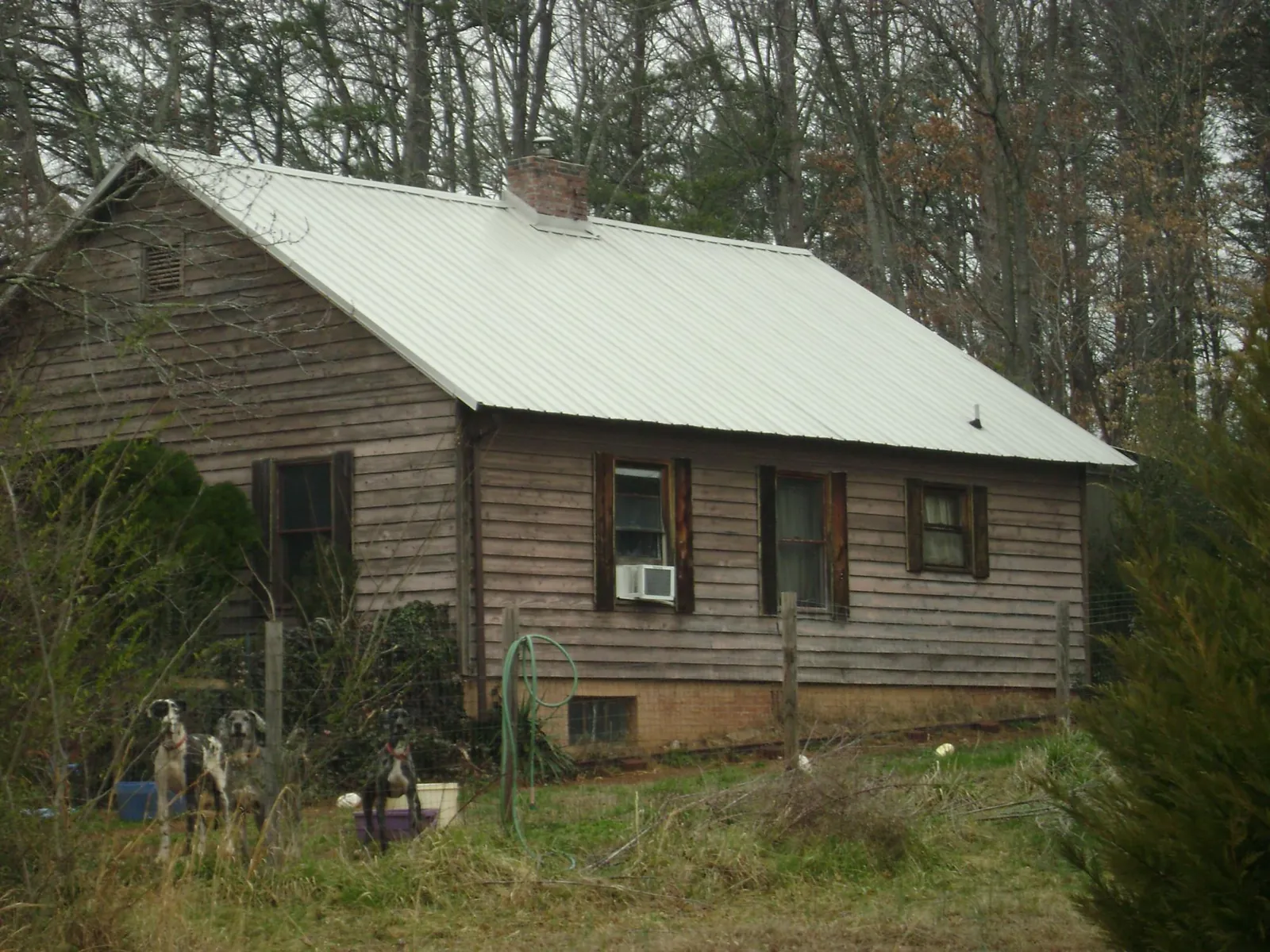White metal roof on an old wood sided farmhouse, from a Metal Roof Installation job in Rosburg